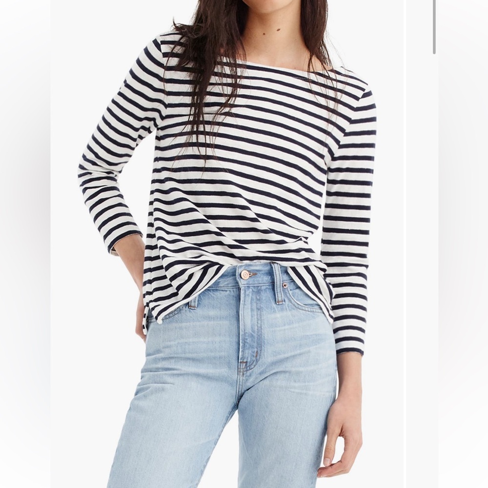 J Crew Stripe Boat Neck Tee - Picture 4 of 4